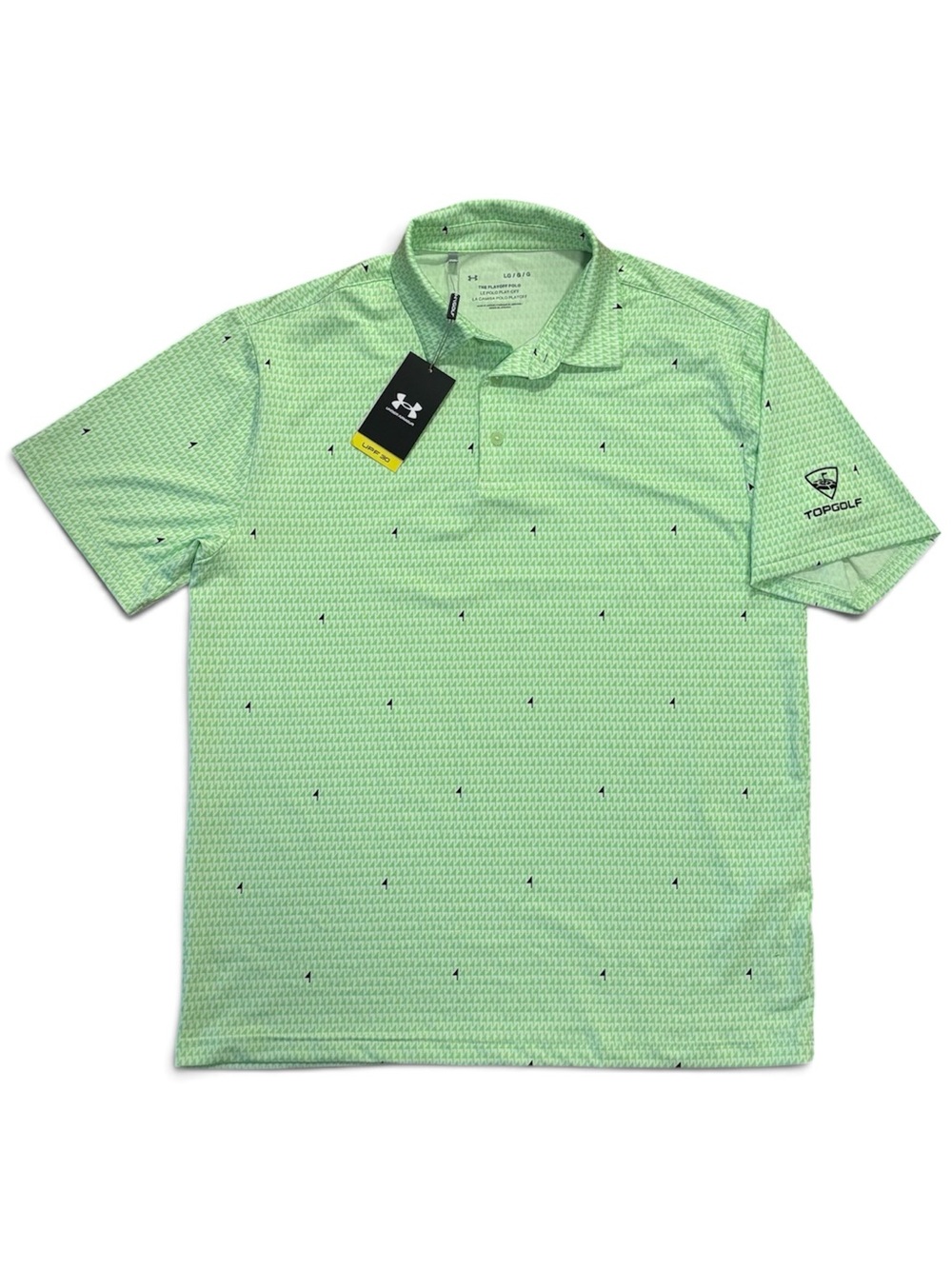 Under Armour UA Golf Playoff Top Golf Polo Men’s Large Green with Black Flags